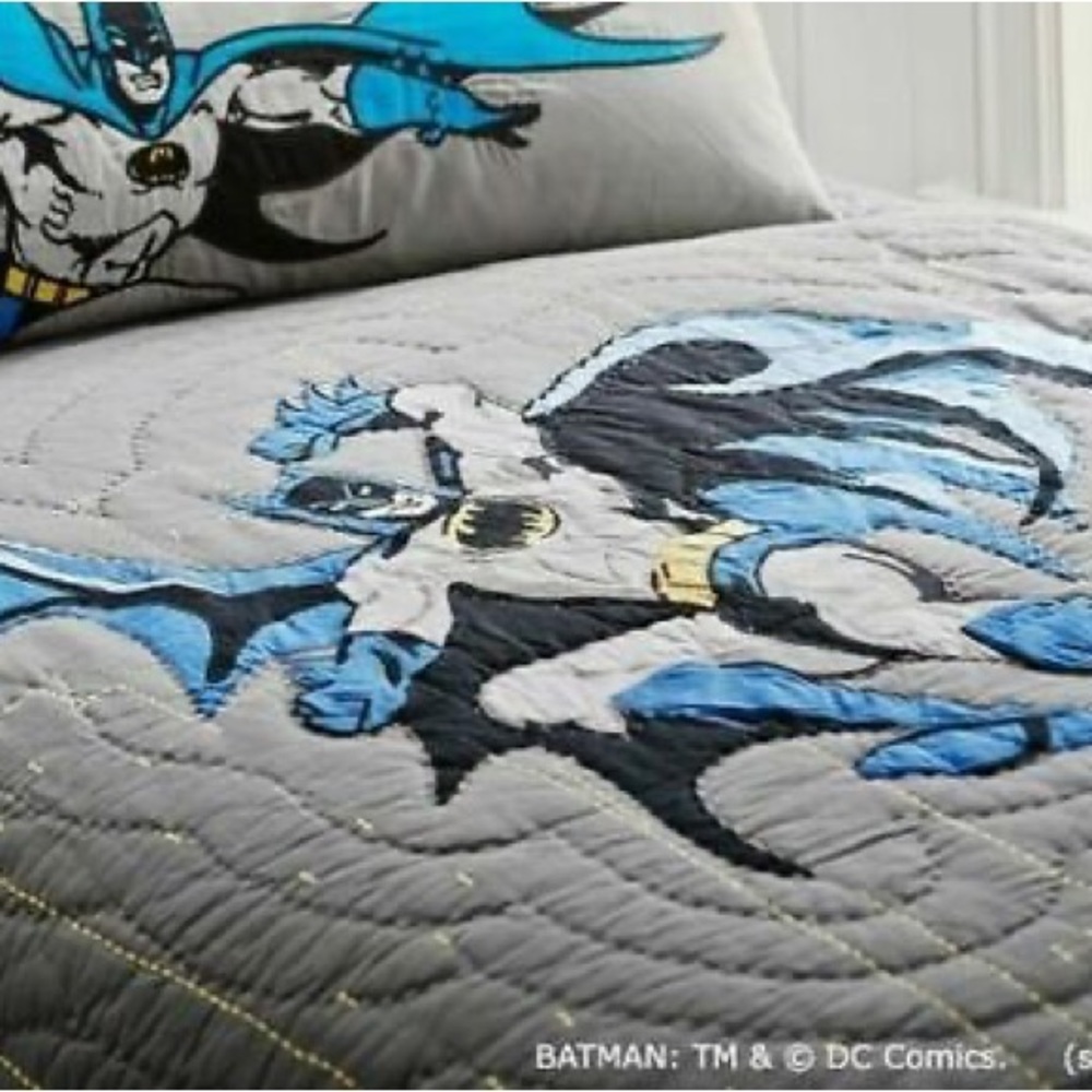 Batman Themed Gray and Blue Quilt - Picture 1 of 2